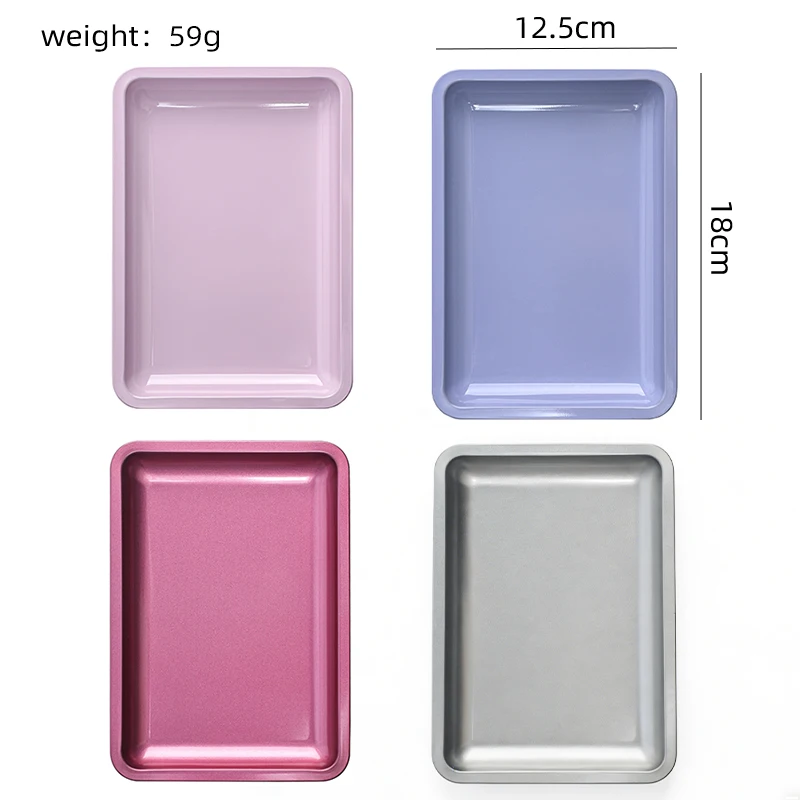 Stainless Steel Cosmetic Storage Tray Manicure Nail Art Plate Tweezer Clipper Pen Container Square False Nails Dish Display Tool