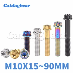 Catdogbear 4PCS 티타늄 볼트 M10x15 ~ 90mm T50 Torx Pitch1.25/1.5mm 오토바이 캘리퍼스 조립 부품 용 플랜지 Torx 나사