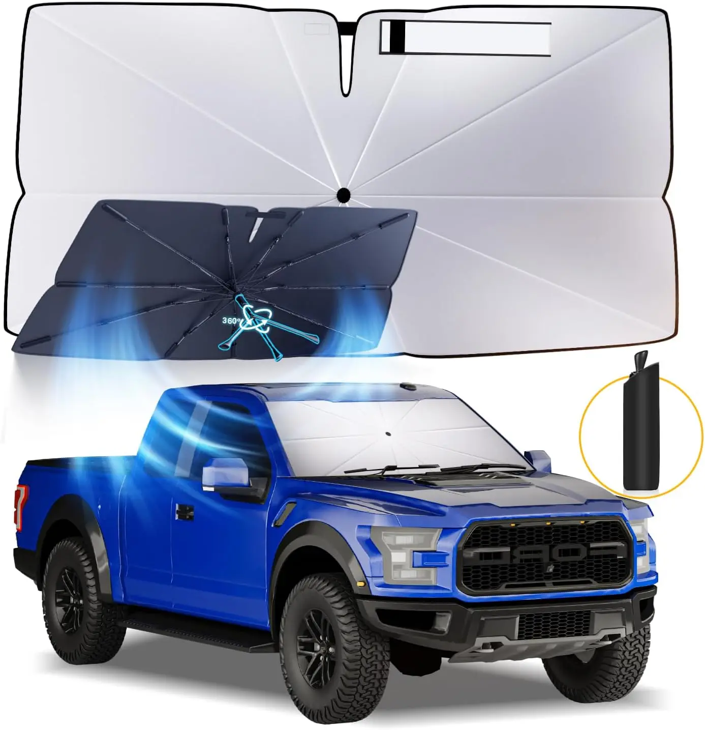

Зонт от солнца на лобовое стекло: для Ford F150-2015-2023 2024 2025 - Козырьки на переднее окно автомобиля - Складные солнцезащитные козырьки с блокировкой UV Keep Co