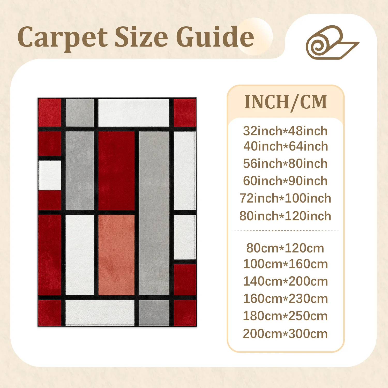 Geometric Mondrian Style Blocks Velvet Area Rug, Machine Washable Soft Plush Floor Rug for Living Room, Bedroom, Entryway, Dining Room, Ideal for Halloween, Thanksgiving, Christmas, New Year, Black Friday, Cyber Monday Home Decor