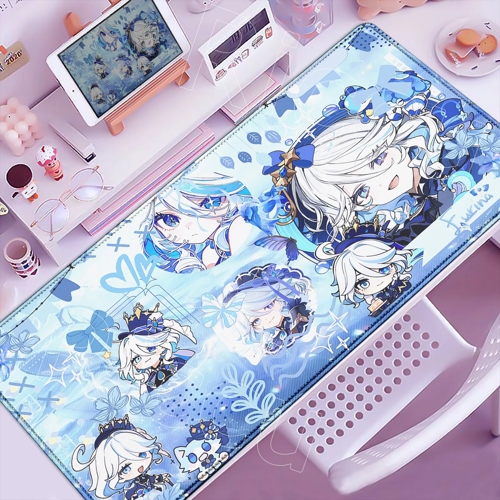 

Kawaii Anime Mousepad Sangonomiya Kokomi Raiden Shogun Furina Neuvillette Genshin Impact Gamer Mouse Pad XXL 900x400 PC Desk Mat