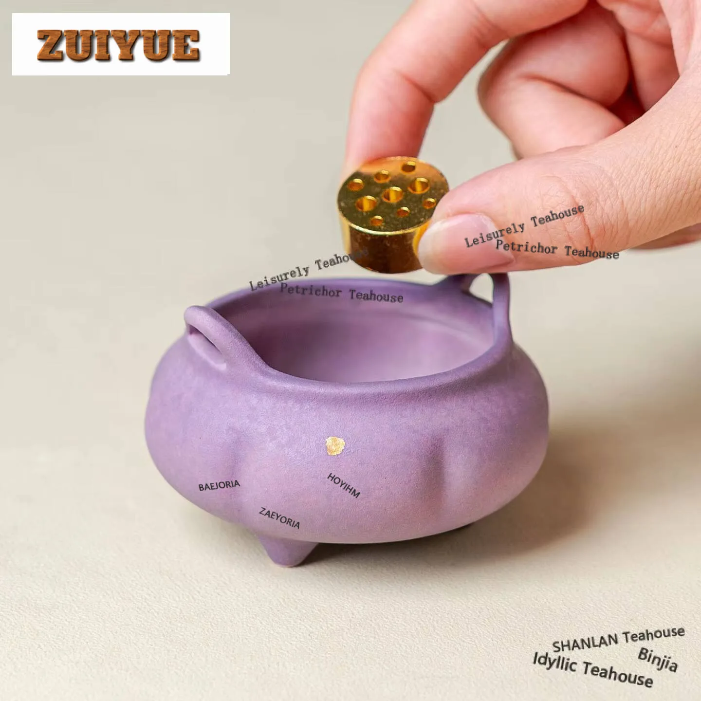 Gold Sprinkled Three-legged Incense Holder Aesthetic Incense Waterfall Incense Burners Aromatherapy Censer Buddhism Decoration