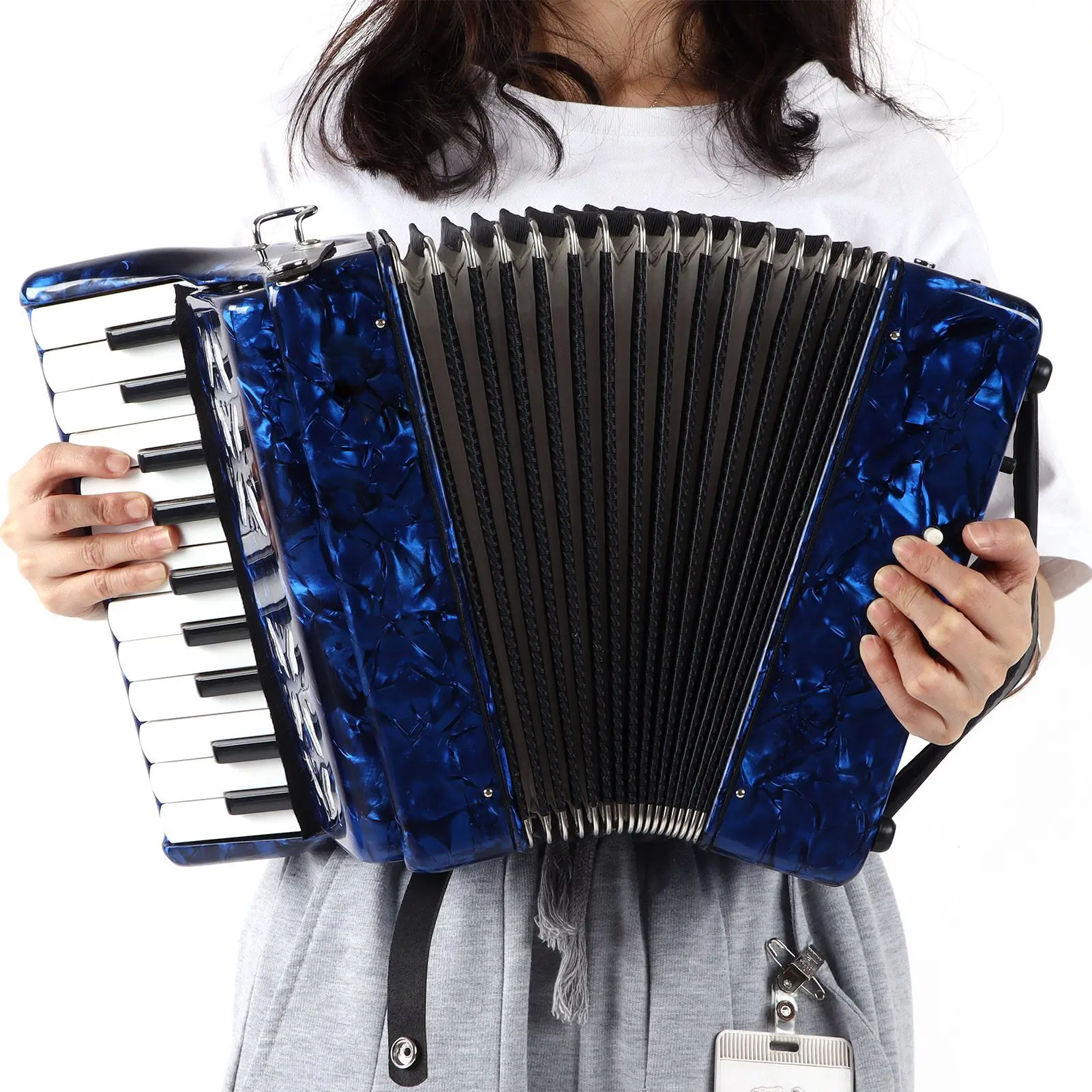 22‑Key Accordion Accordion Bright Color 22‑Key 8‑Bass Piano Keyboard Instrument for Stage Performance Keyboard Instrument