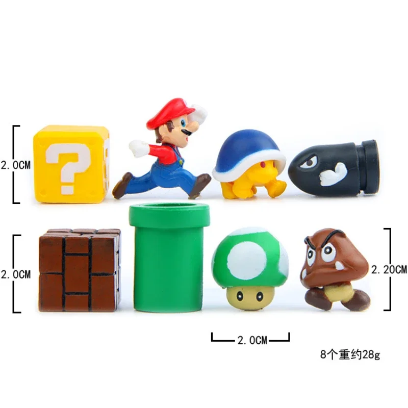 Kawaii Cartoon Games Super Mario Action Figures Ornament Mario Bullet Mushroom Turtle Well Toy Figurines Fairy Garden Decor Gift