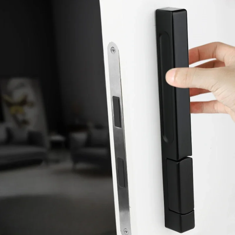 Invisible magnetic suction door lock hidden door handle bedroom magnetic hidden lock background wall door concealed