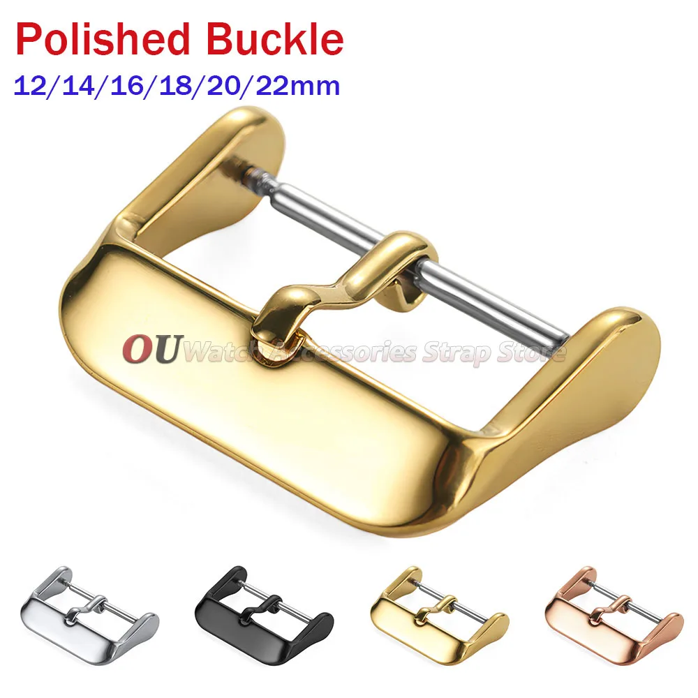 12mm 14mm 16mm 18mm 20mm 22mm 24mm Stainless Steel Watch Buckle Polished Surface Metal Watchband Strap Clasp Watch Accessories