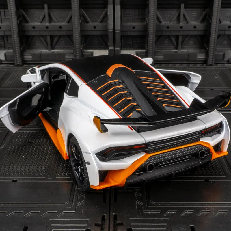 Supercar modelo de coche de aleación Lamborghini STO 1:24, juguete con comentarios de luz y sonido para niños, puertas y capó del motor, el maletero se puede abrir