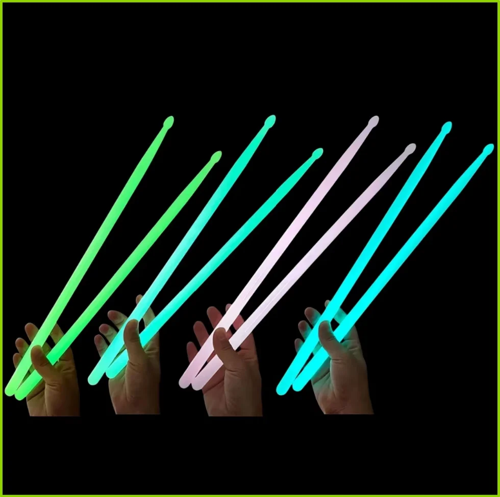 Fluorescent Drum Sticks - Light Up Musical Instrument Sticks 1Pair for Night Shows