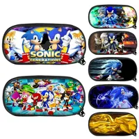 Cartoon Sonics  Anime Pencil Case Large Capacity Students Pen Box Cartoon Cosplay Pencil Bags Kids Kawaii Stationery Supplies