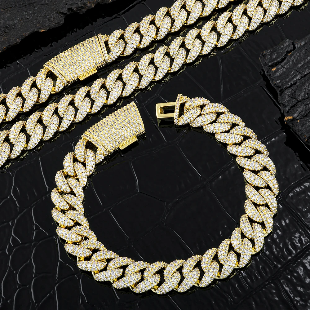 

Ожерелье Nuoya Hip Hop 11 мм с полным паве из кубического циркония, украшенное камнями, для мужчин и женщин, браслет-цепочка в кубинском стиле