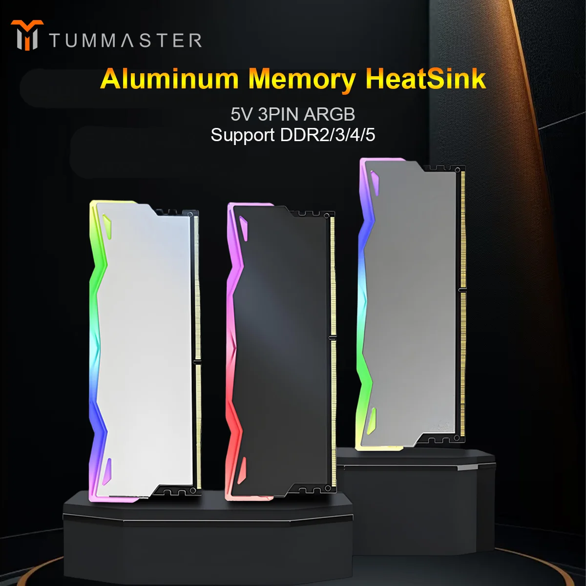

TUMMASTER ARM 5V 3-PIN ARGB Computer Memory Heatsink Cooling Vest for Desktop PC Memory DDR2/3/4/5
