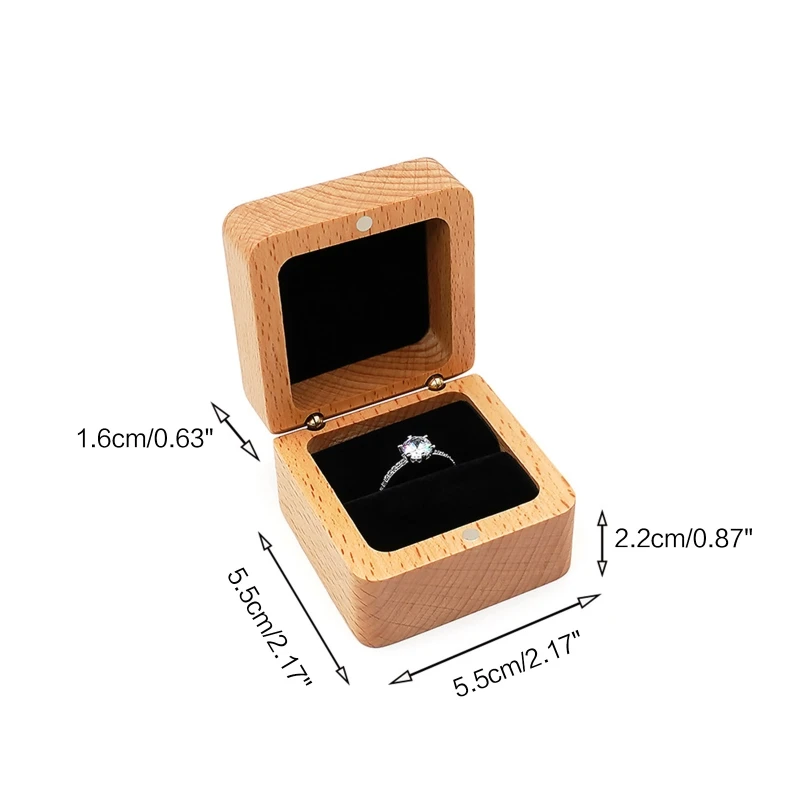 Wooden Jewelry Gift Box Small Rustic Engagement Ring Box Jewelry for Case Ring