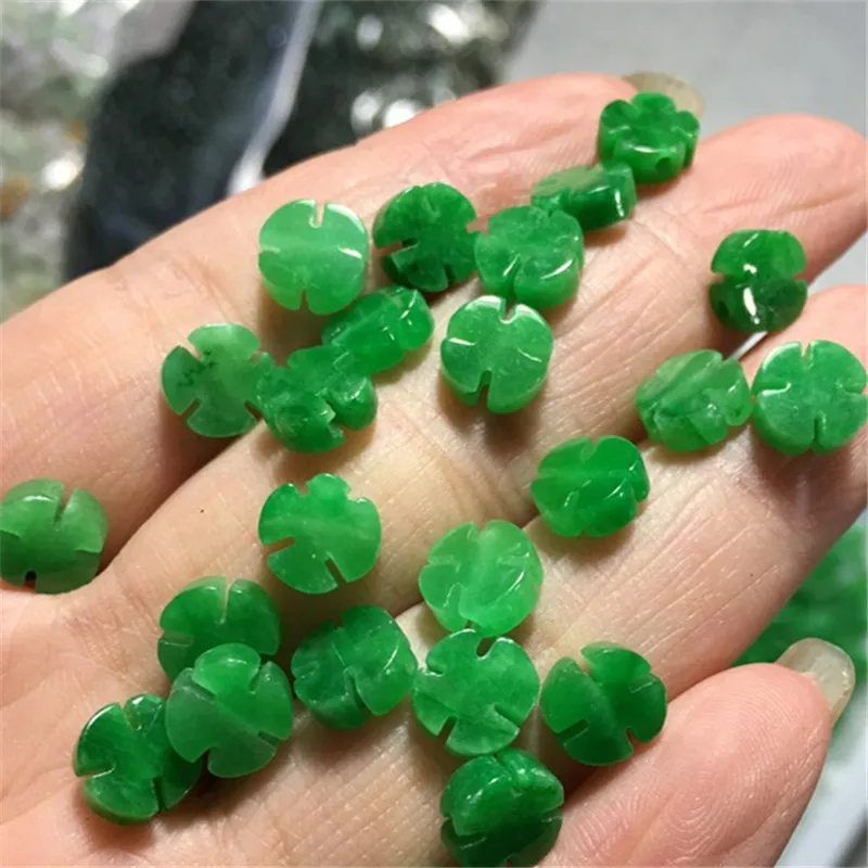 Wholesale Four-Leaf Clover Multi-Petal Flower Bracelet Necklace Jade Dry Green Iron Dragon Sheng Full Green Small Cruciate Flowe