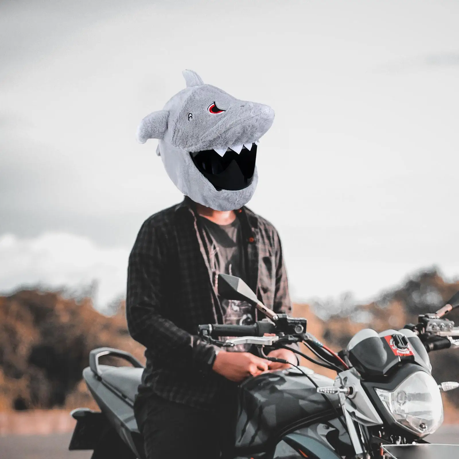 دراجة نارية خوذة غطاء فروي اكسسوارات الديكور المحمولة موتو جير غطاء غبار كامل الوجه أفخم الحيوان خوذة يغطي الكرتون #2