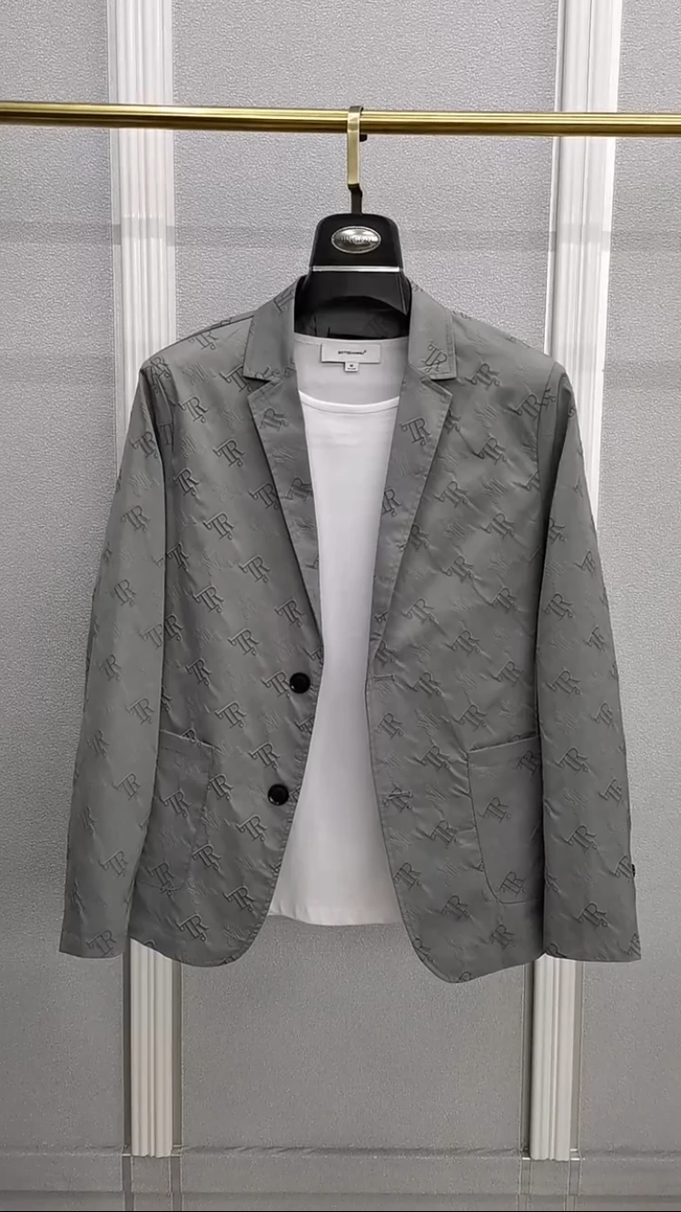 

Slim Fit Printed Lightweight Men's Suit Jaet Trendy Casual irt Ele Spring Summer Autumn Busin Casual Long Sve