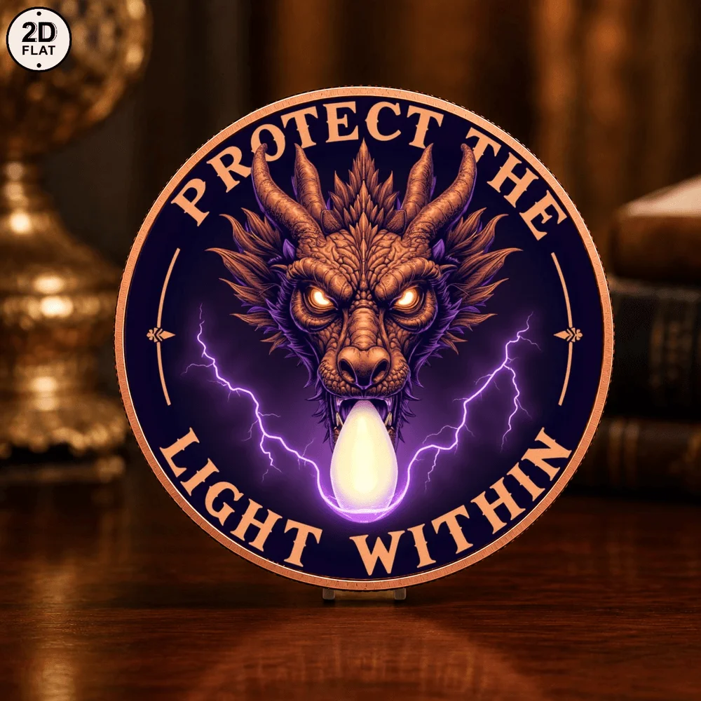 1pc Protect The Light Within Commemorative Coin 2D Color Print 1oz .999 Fine Copper Coin Fantasy Art Souvenir Gifts for Holiday