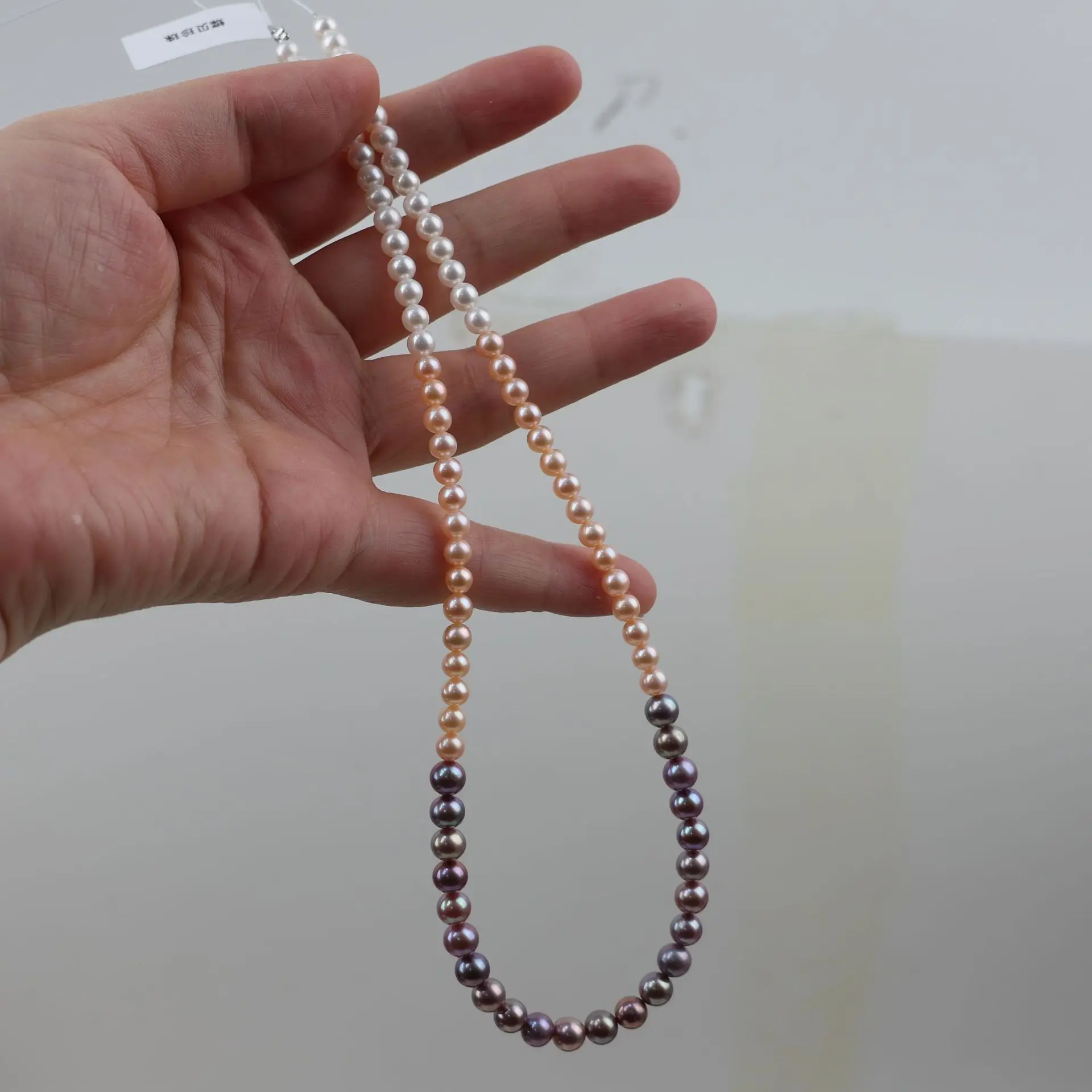 

Freshwater Pearl Necklace 4-5mm Candy-Colored Gradient Round Pearls Collar Chain Unfinished Product DIY Jewelry Loose Beads Gift