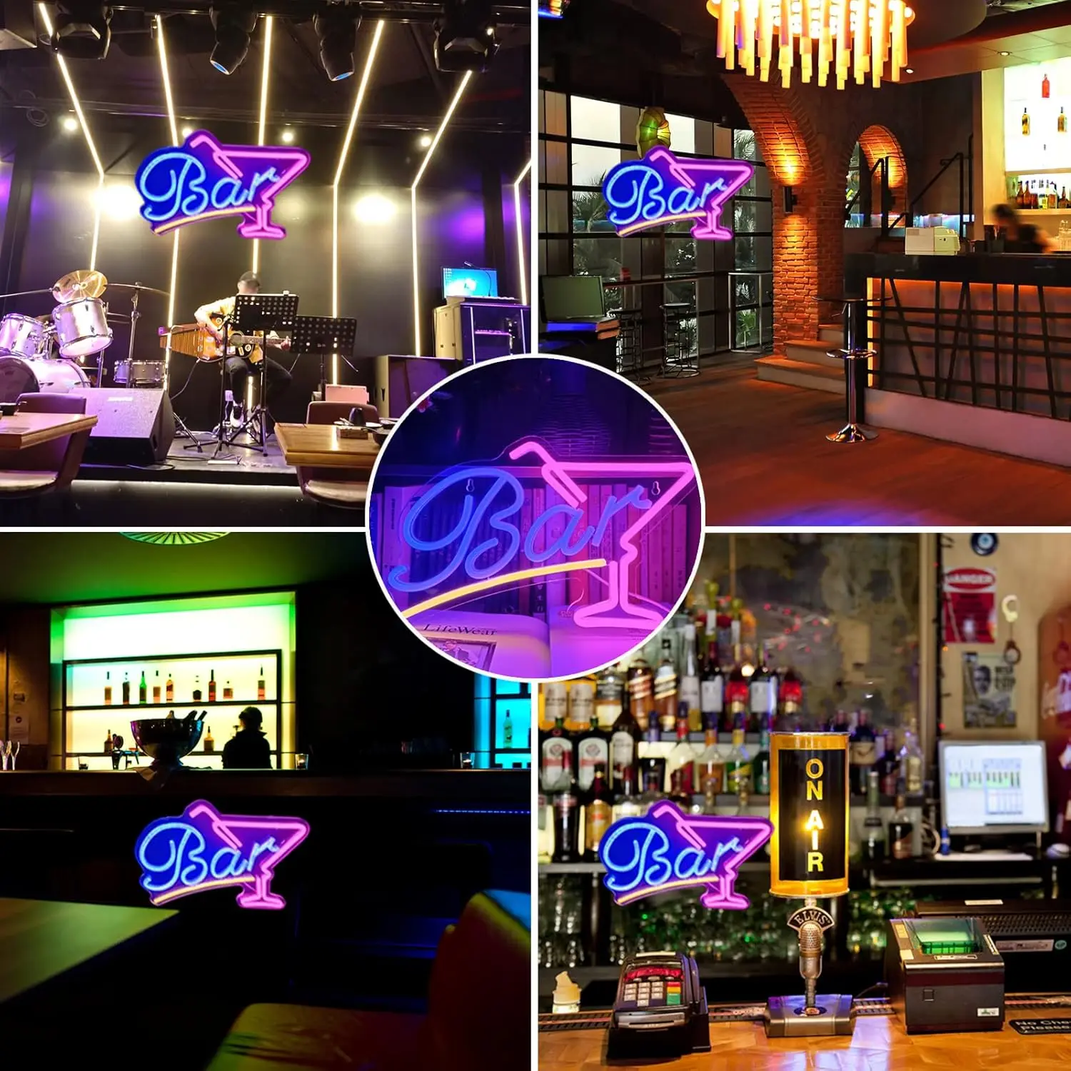 Bar Neon Sign LED Bar Sign Neon Light USB Powered, 14.96x9.06 Inches, Bar Decor for Home, Bistro, Party, Club, Wall Decor