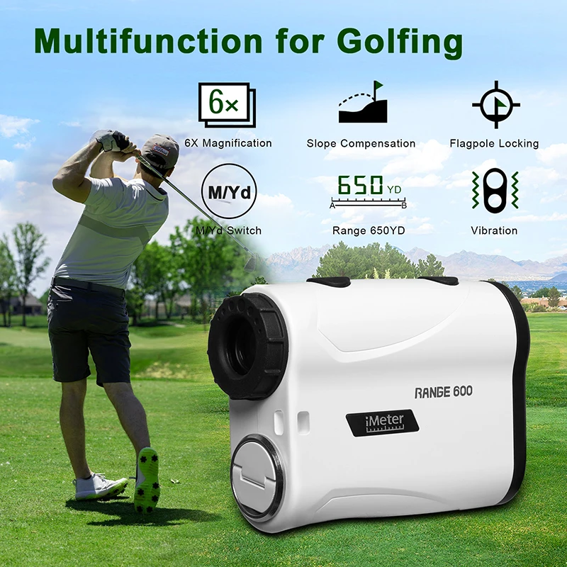 imeter golf laser rangefinder 600m inclinacao bandeira bloqueio modo de angulo alta precisao range finder com vibracao para caca de golfe 01