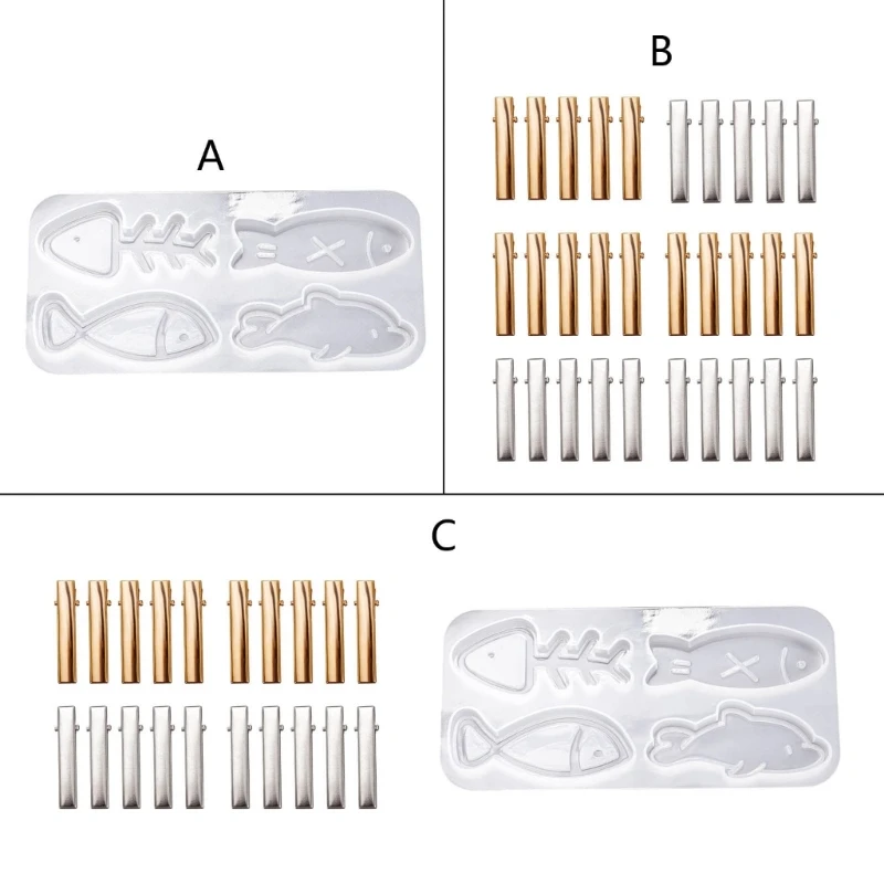 Silicone Resin Molds DIY Hair Pin Casting Mold Resin Casting Molds Hair Clip Silicone Molds Jewelry Mold for Hair Clips Y08E