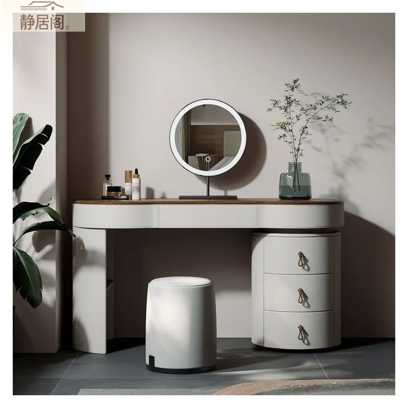 Removable stretch dresser saddle leather simple bedroom light luxury modern walnut rock slab countertop dresser