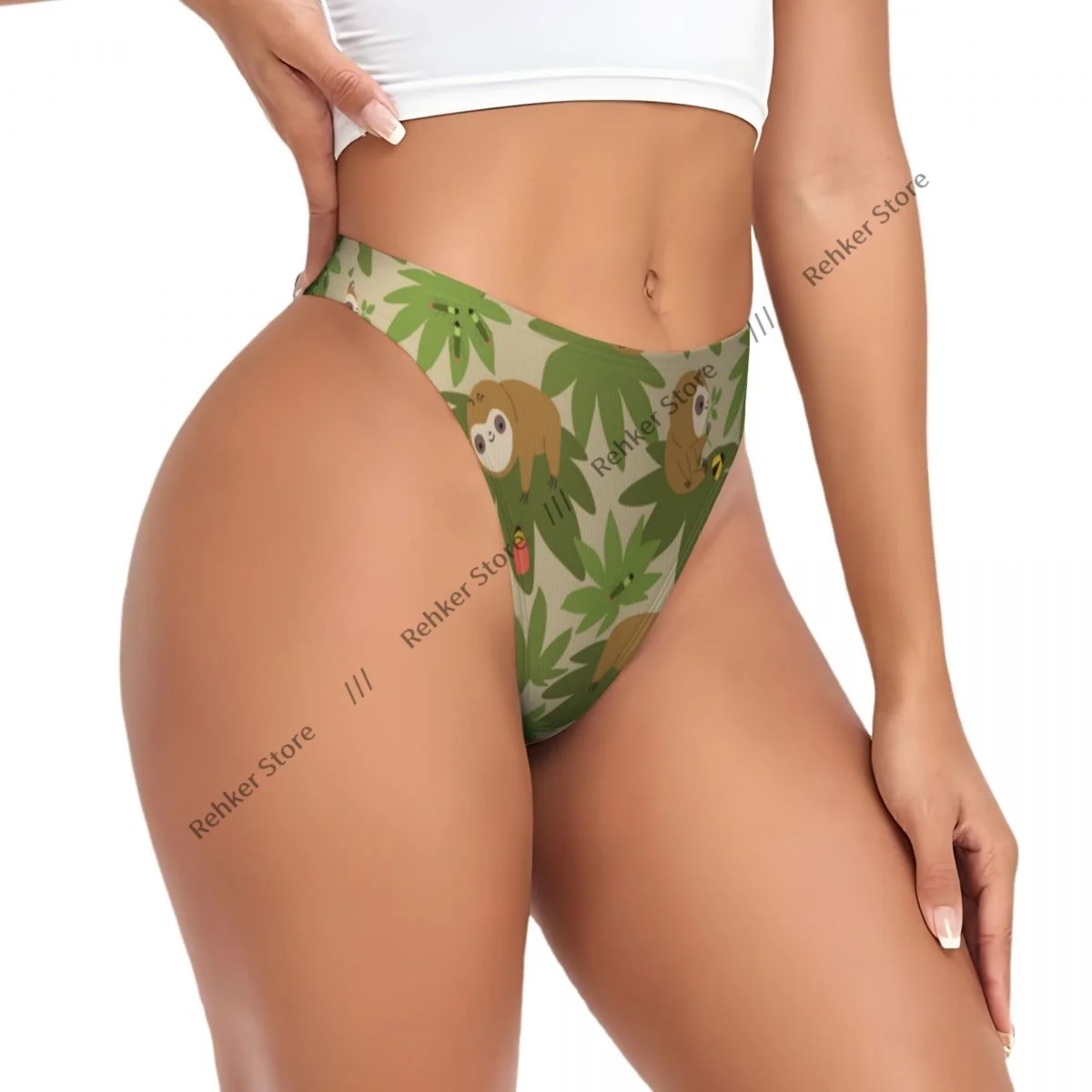 Women's Panties Cute Little Sloth With Beetles Underwear Sexy Thongs Lingerie G-Strings