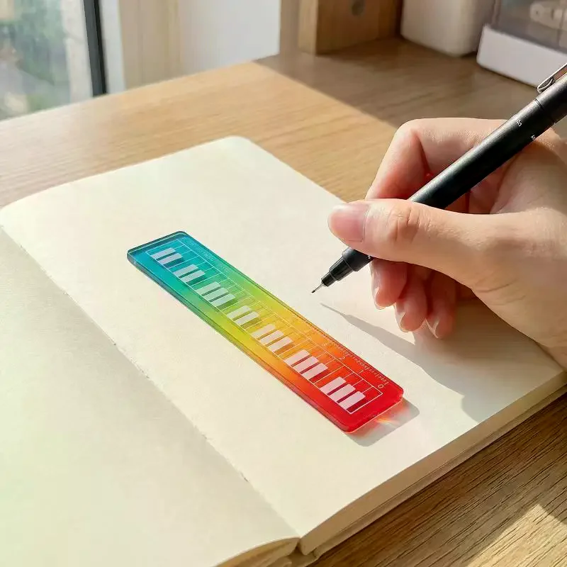 5/10/50pcs Colorful Iridescent Cartoon Palm Ruler Mini Straight Ruler Student Notebook Pocket Portable Gradient Measuring Tool