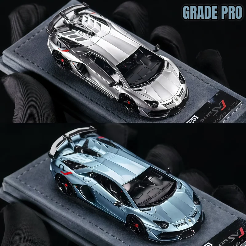 1:64, Novitec Lamborghini Aventador SVJ LP770, verzamelmodel van statische miniatuursimulatieauto van hars, kamerdecoratie. - afbeelding 2