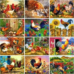 CHENISTORY Paint By Numberroosters And Hens Handpainted Paintings Drawing On Canvas Pictures By Numbers Kits Home Decor