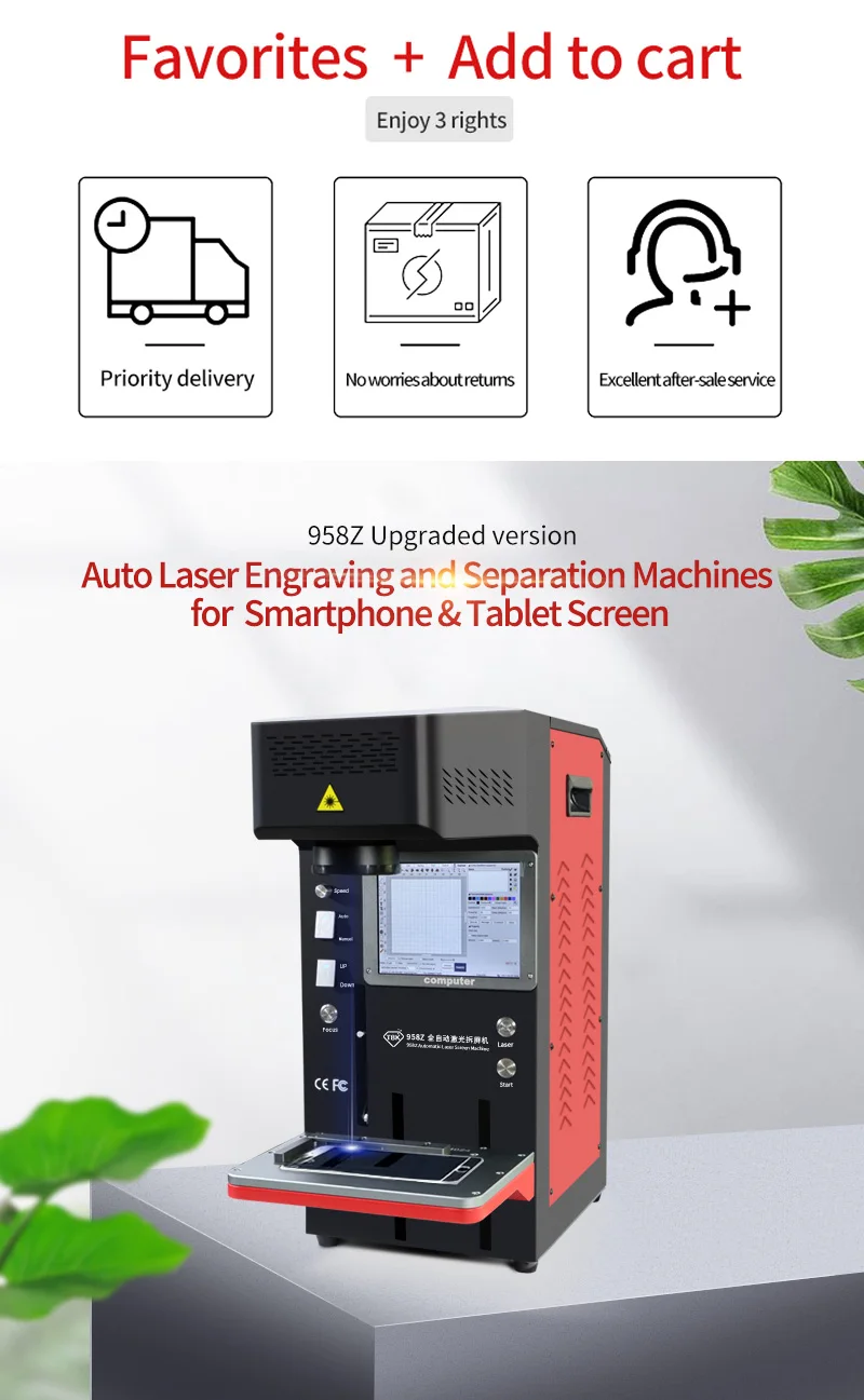 Newest  958Z Back Glass Remove  Machine For 12 Pro Max 12mini Mobile Phone Rear Cover Repair Replace logo print marking