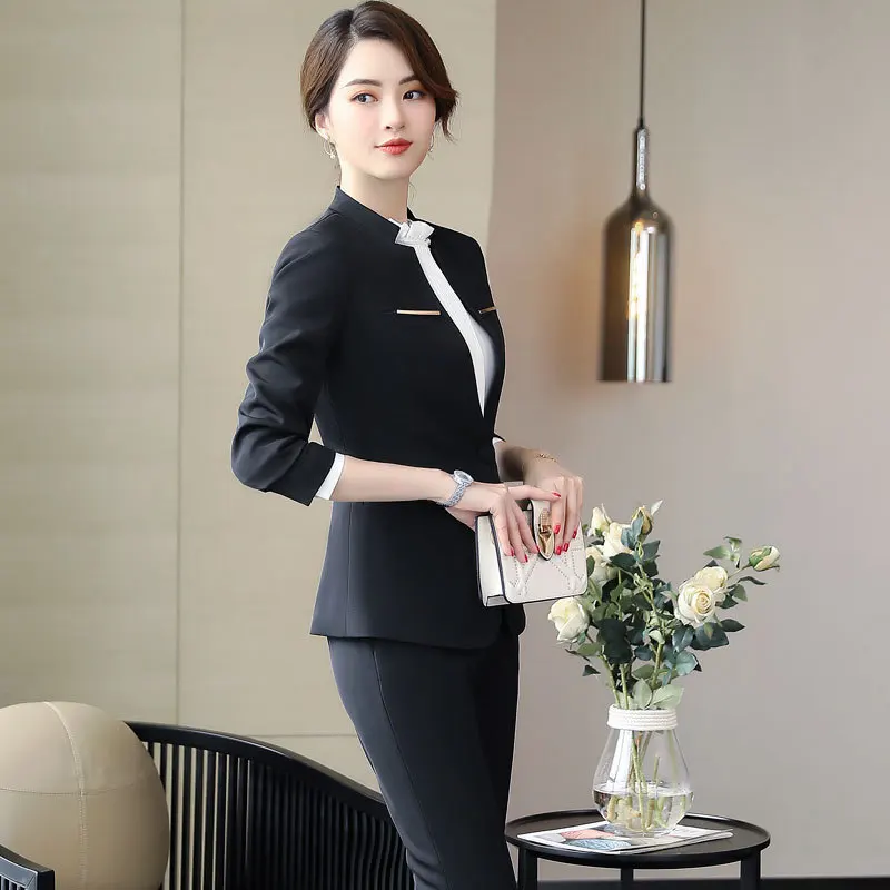 Formal Pantsuits Women Professional Spring Autumn Business Work Wear Trousers Set Career Interview Blazers Plus Size 5XL