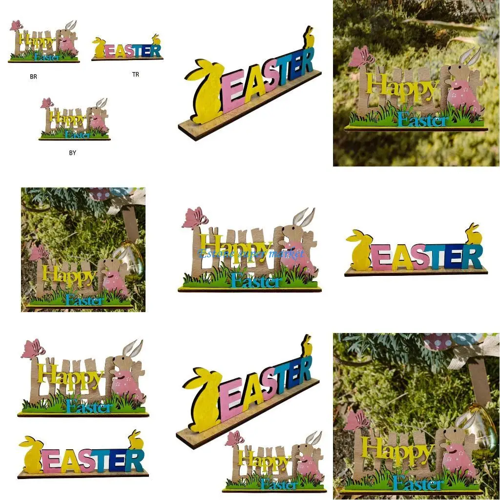 090B Thỏ Phục Sinh Đồ Trang Trí Bằng Gỗ Đồ Chơi Đảng Ủng Hộ Cho Trẻ & Đồ Dùng Người Lớn