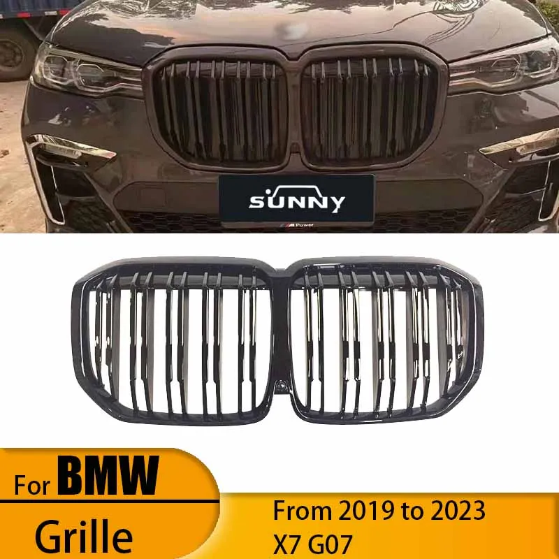 

For 19-23 BMW X7 G07 Tuning Center Mesh Carbon Fiber Double Line Bright Black Double Bar Mesh Forward Air Grille