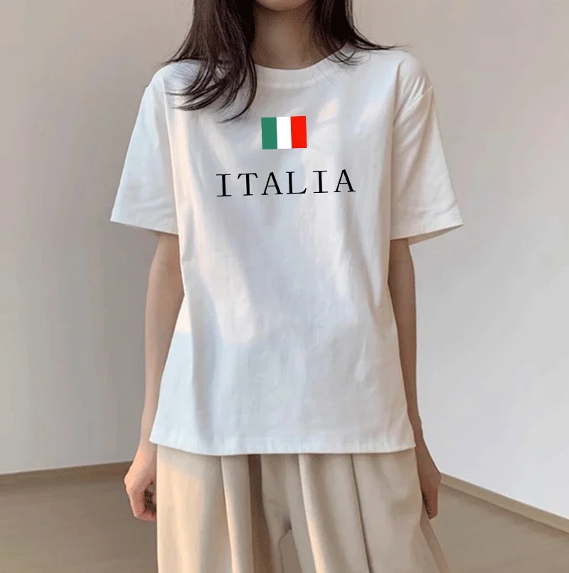Cotton Womens T-shirt Print Fashion Casual Short Sleeve Outdoor Sports Jogging Woman Clothing 2026 Summer Loose Streetwear Tees