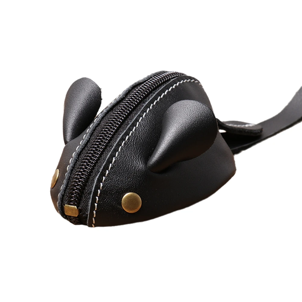 ABQR Vintage Mini Coin Purse Small Wallet Men Women Cute Mouse Storage Bag Zipper Pocket Black