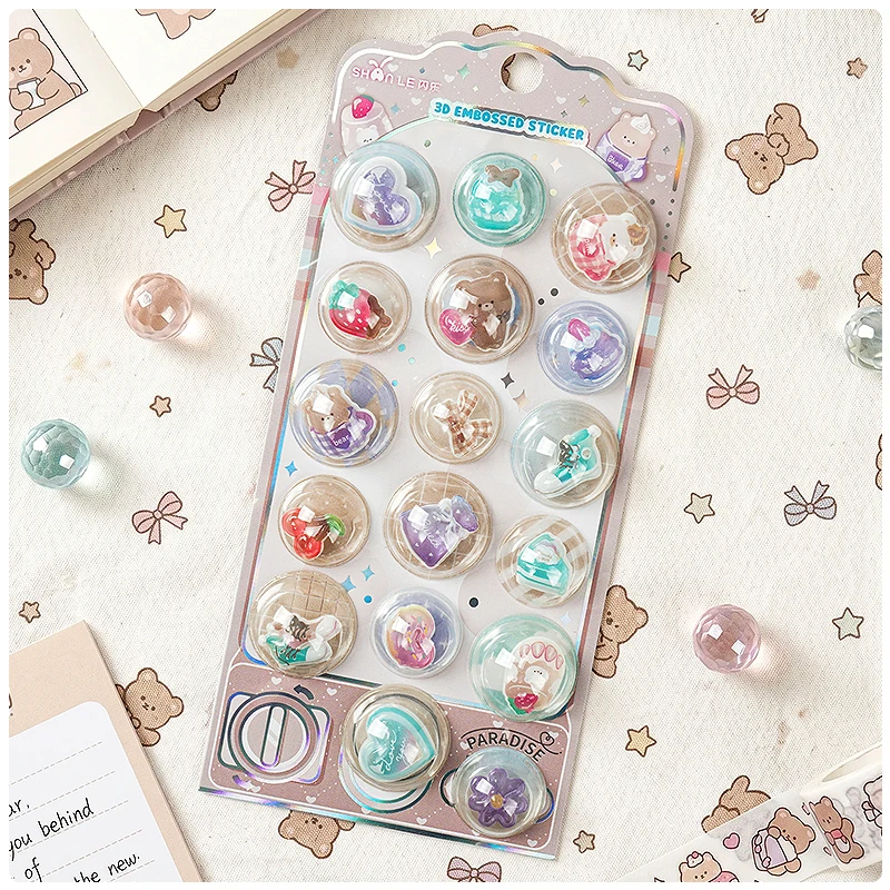 Cute Cartoon Capsules Relief 3D Stickers Decor Scrapbooking Diy Journaling Diary Stationery Sticker School Supplies Gift