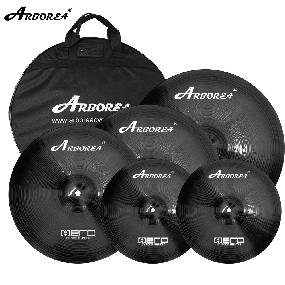 

Arborea Black Alloy Cymbal Set 14''hihat+16''crash+18''crash+20''ride+Free Cymbal Bag