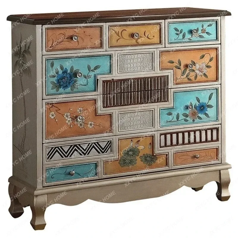 A Five Bucket Solid Wood Cabinets Locker Retro Bedroom Drawer Storage Cabinet