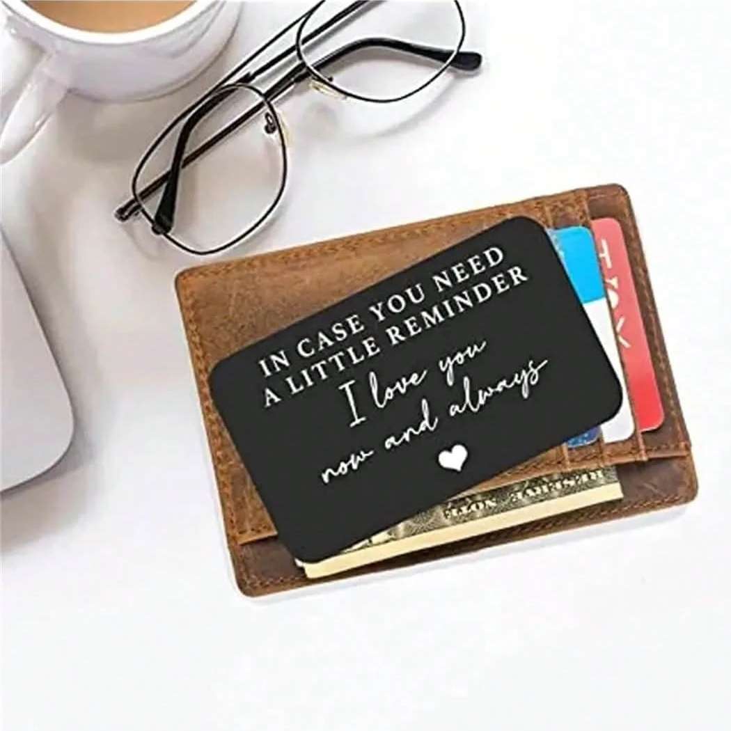 Aluminum Alloy Engraved Wallet Card Decoration Gift For Boyfriend Husband,Insert Card Wedding Christmas Valentine\'s Day Birthday