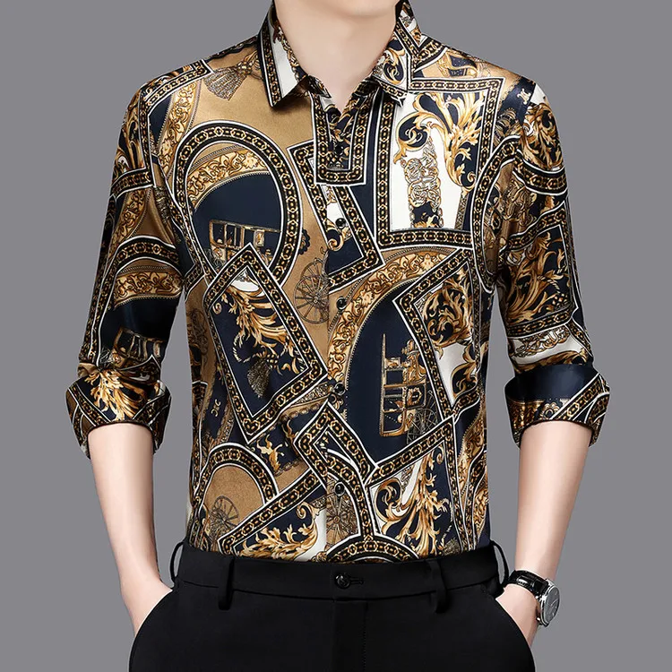 

Мужские рубашки с длинным рукавом, осень-весна 2022, модная мужская сексуальная классическая рубашка с цветочным принтом