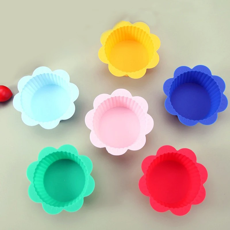 8cm Flower Silicone Mold Muffin Liners Cupcake Bakeware Kitchen Gadgets Mould For Pastry Baking DIY Cake Tools Party