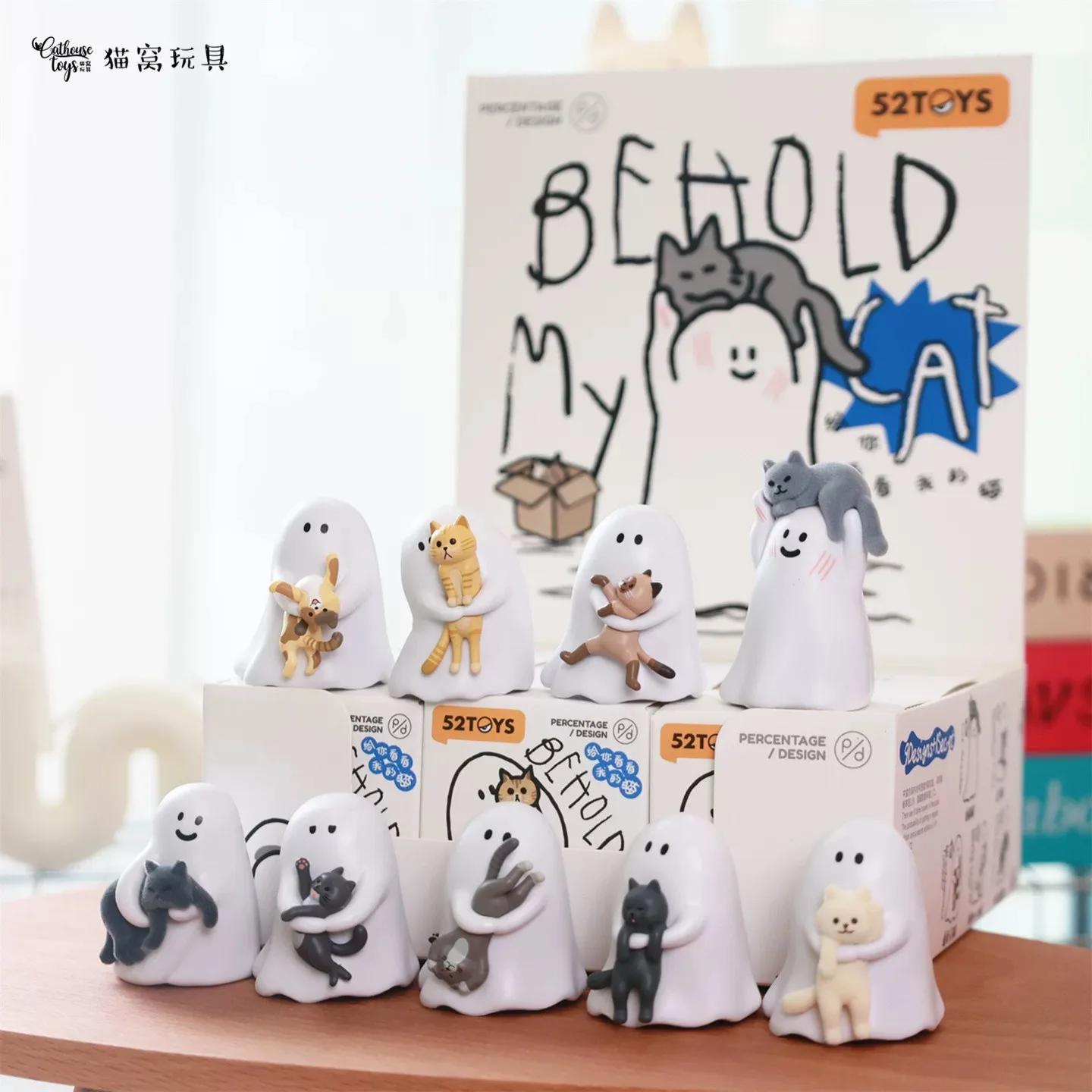 

New Genuine 52toys Ghody Behold My Cat Blind Box Figures Tiny Blue Furbal Lucky Little Whiht Trendy Toys Collectible Decor Gifts