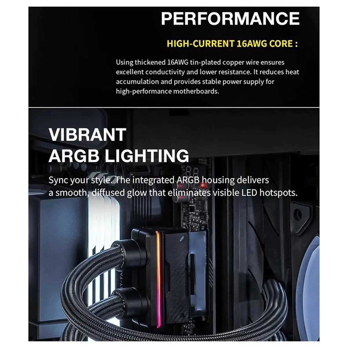 618 Mega Sale 24-Pin 90-Degree Bendable Modular Cable ARGB Lighting Synchronization Fully Modular 5V 30CM White