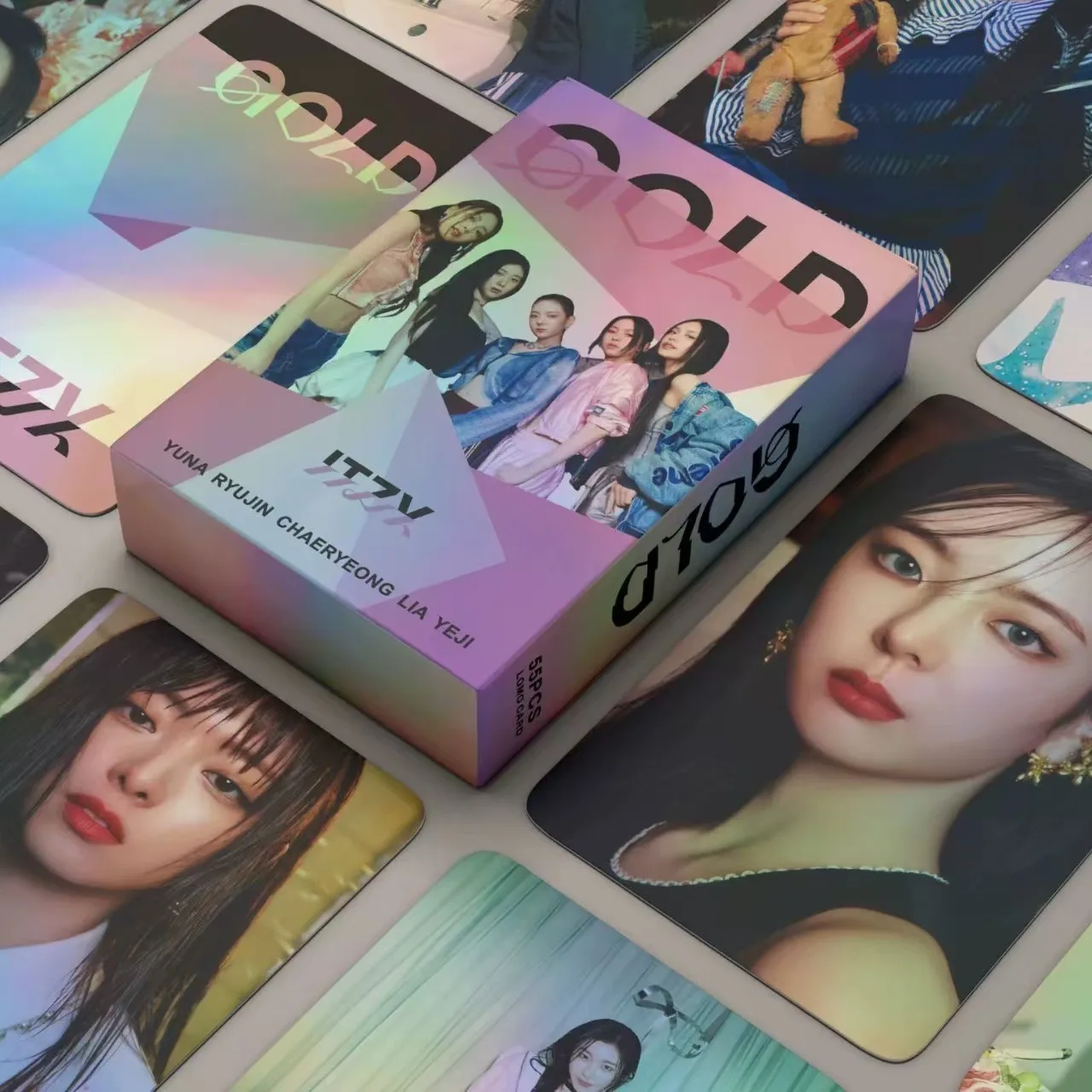 55Pcs ITZY Idol Girl Group New Album GOLD Series HD Printd Lomo Cards Yuna Chaeryeong Ryujin Lia Yeji Photocards Fans Gifts