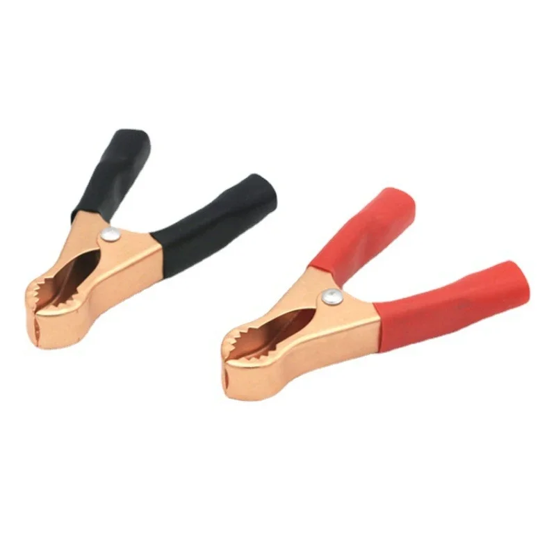 2Pcs 50A Rouge + Noir 75mm Crocodile Car Caravan Van Battery Test Lead Clips Best Promotion Alligator Clips Connector Plug Power
