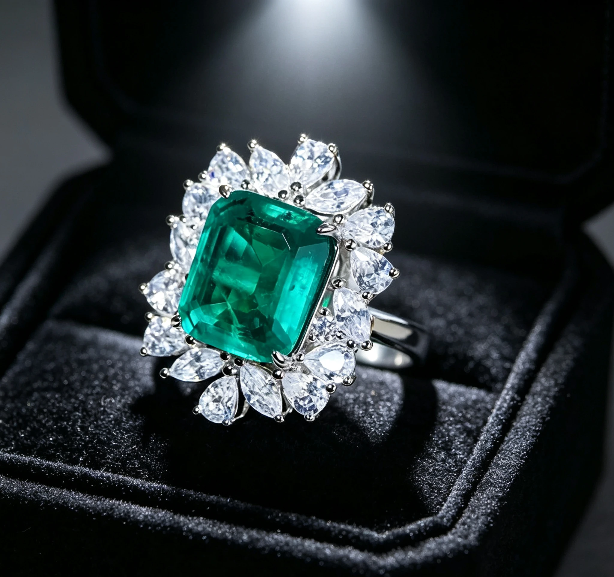 Platinum PT950 Women's Emerald Diamond Ring Square Bag Luxury Full Set Moissanite Diamond Ring Giving gifts for friends