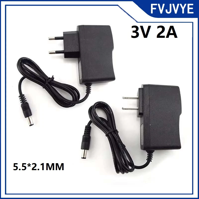 3V 2A New AC 100V-240V Converter Adapter DC 3V 2A Power Supply EU US Plug DC 5.5mm x 2.1mm for CCTV Camera LED Strip Lamp .A2