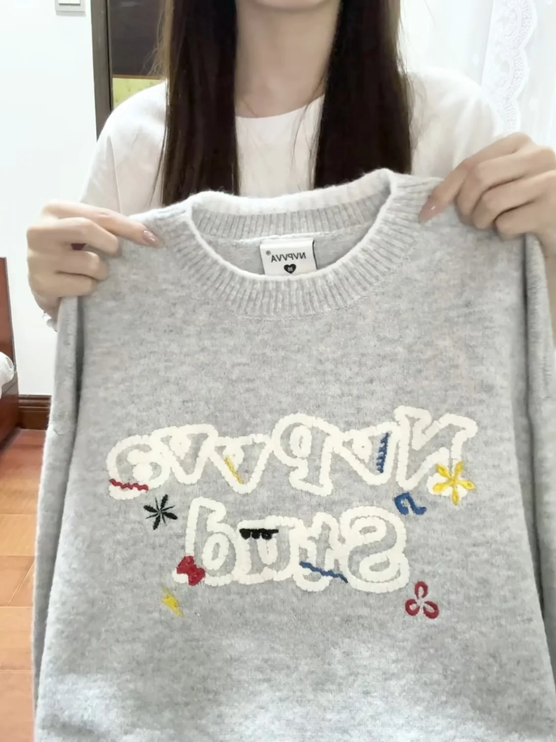 

Корейский ретро круглый вязаный свитер с вышивкой буквами Ne для мужчин и женщин, осень-зима, свободный, ленивый, мягкий, уютный, повседневная одежда