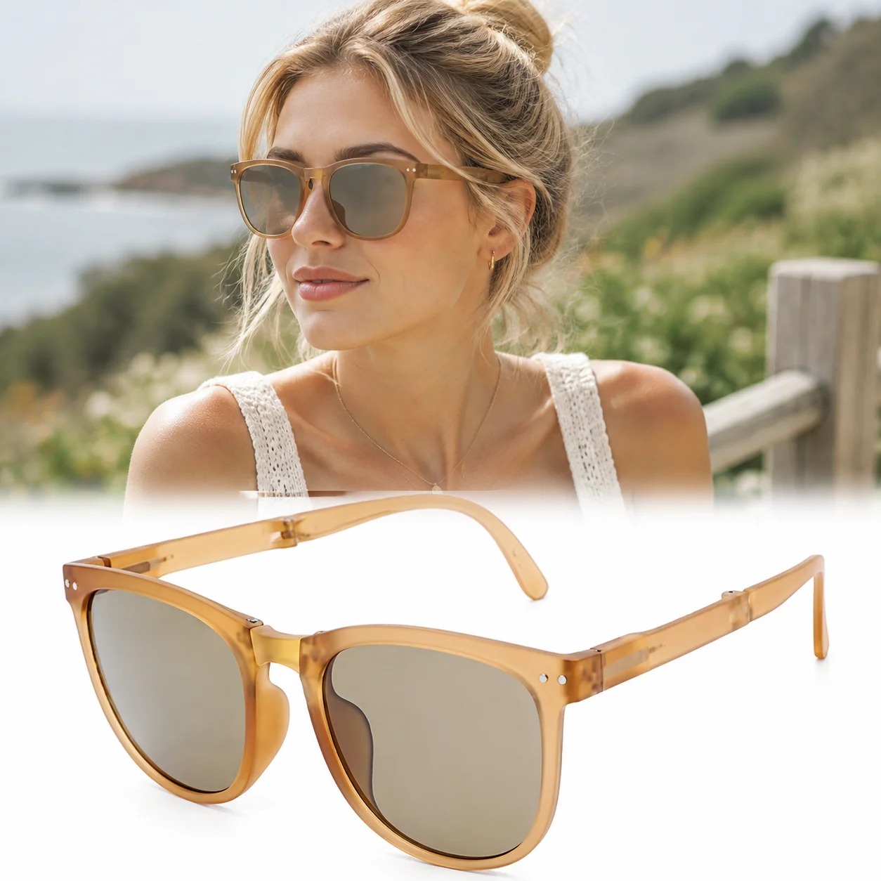 

Summer Foldable Sunglasses UV400 Unisex, Lightweight Outdoor Sun Glasses for Cycling Driving Sports