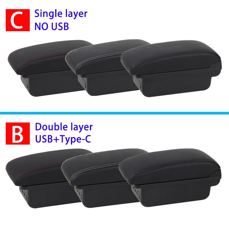 For MG ZS Armrest box For MG ZS Car Armrest Central storage Box Interior Retrofit with USB and Type-C Car Interior Accessories